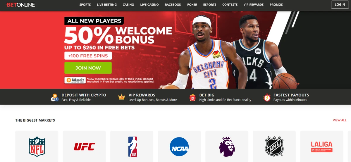 BetOnline casino lobby screenshot