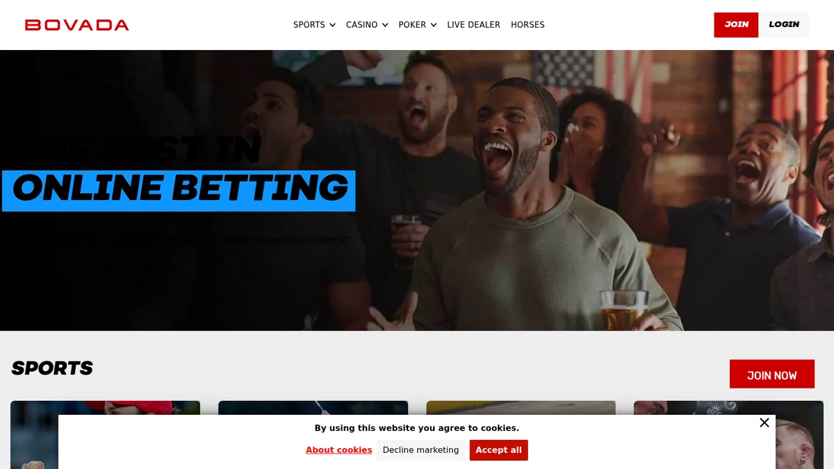 Bovada casino lobby screenshot