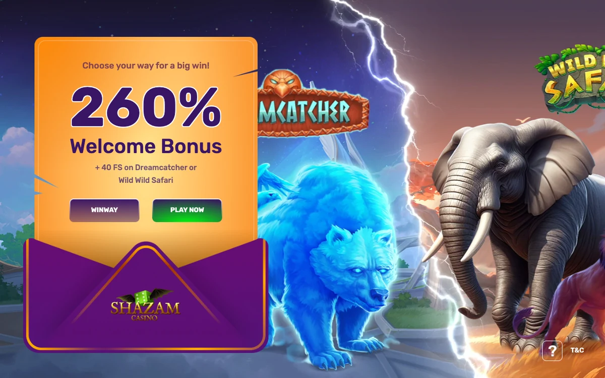 Shazam casino lobby screenshot